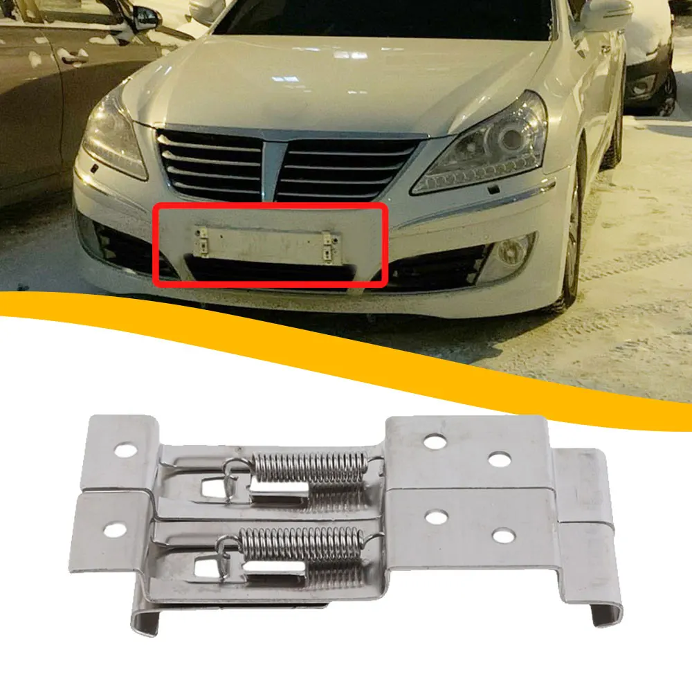 2PCS Rectangular Car Auto Frame Holder Clamps Trailer Number Plate Clips Car License Plate Spring Loaded Stainless Steel Bracket