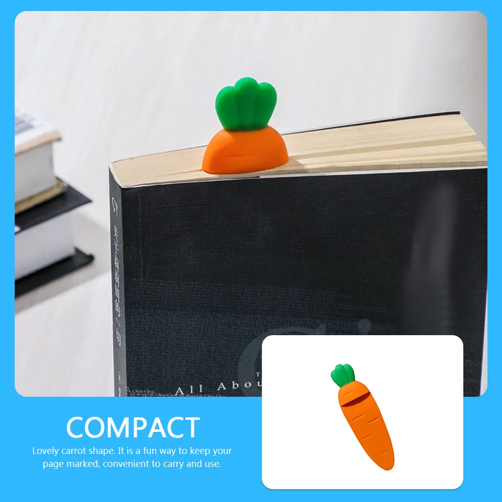 Creative Carrot Bookmark Silicone Book Marking Tool 3D Adorable Design for Students Teens Readers Book Decor Portable Reading