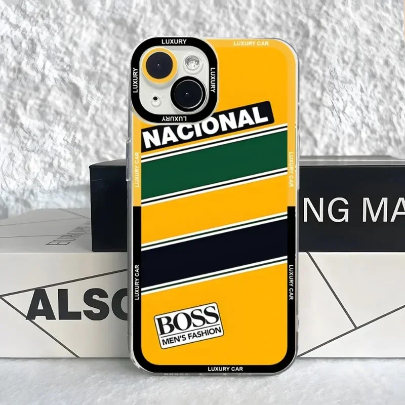 Senna Helmet Racing Phone Case Case For IPhone 16 15 14 13 12 11 Pro Max Mini XS X XR Plus Soft Angel Eyes Cover