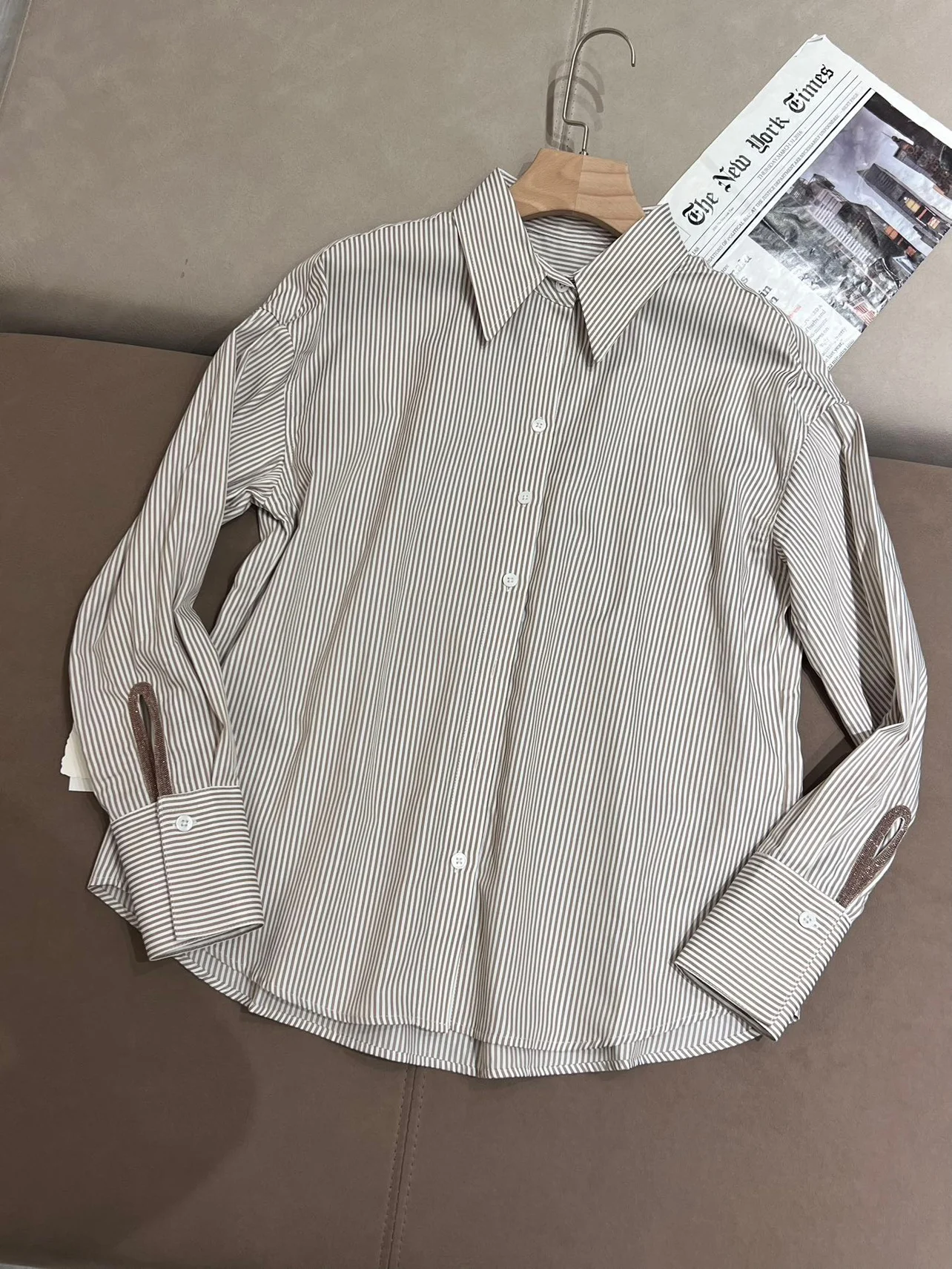 2024 spring casual office exquisitely trimmed long sleeve shirt