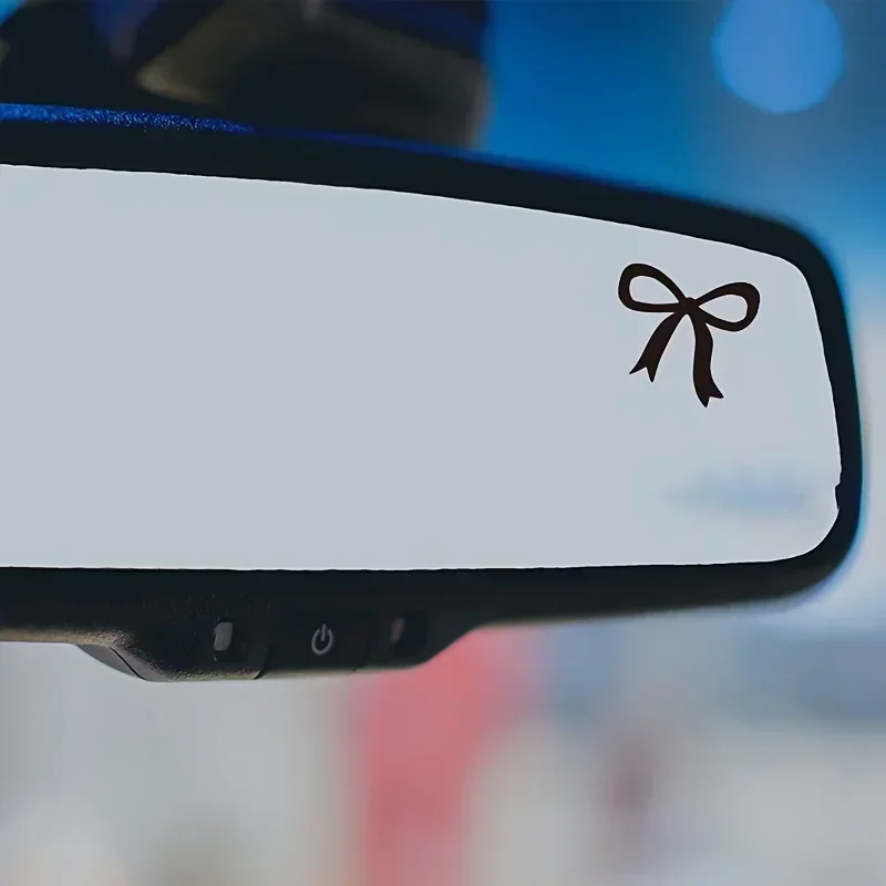 2PCS Cute Aesthetic Bow Vinyl Decal Eye‑Catching Sticker for Car Rearview Mirror Sun Visor Water Bottle Laptop Decor Accessories