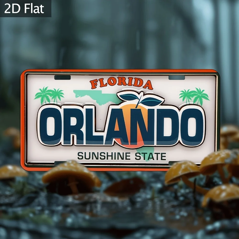 Placa de aluminio para decoración de pared, diseño de placa de matrícula Retro de Florida Orlando Sunshine State con árboles, letrero de Metal para granja, G