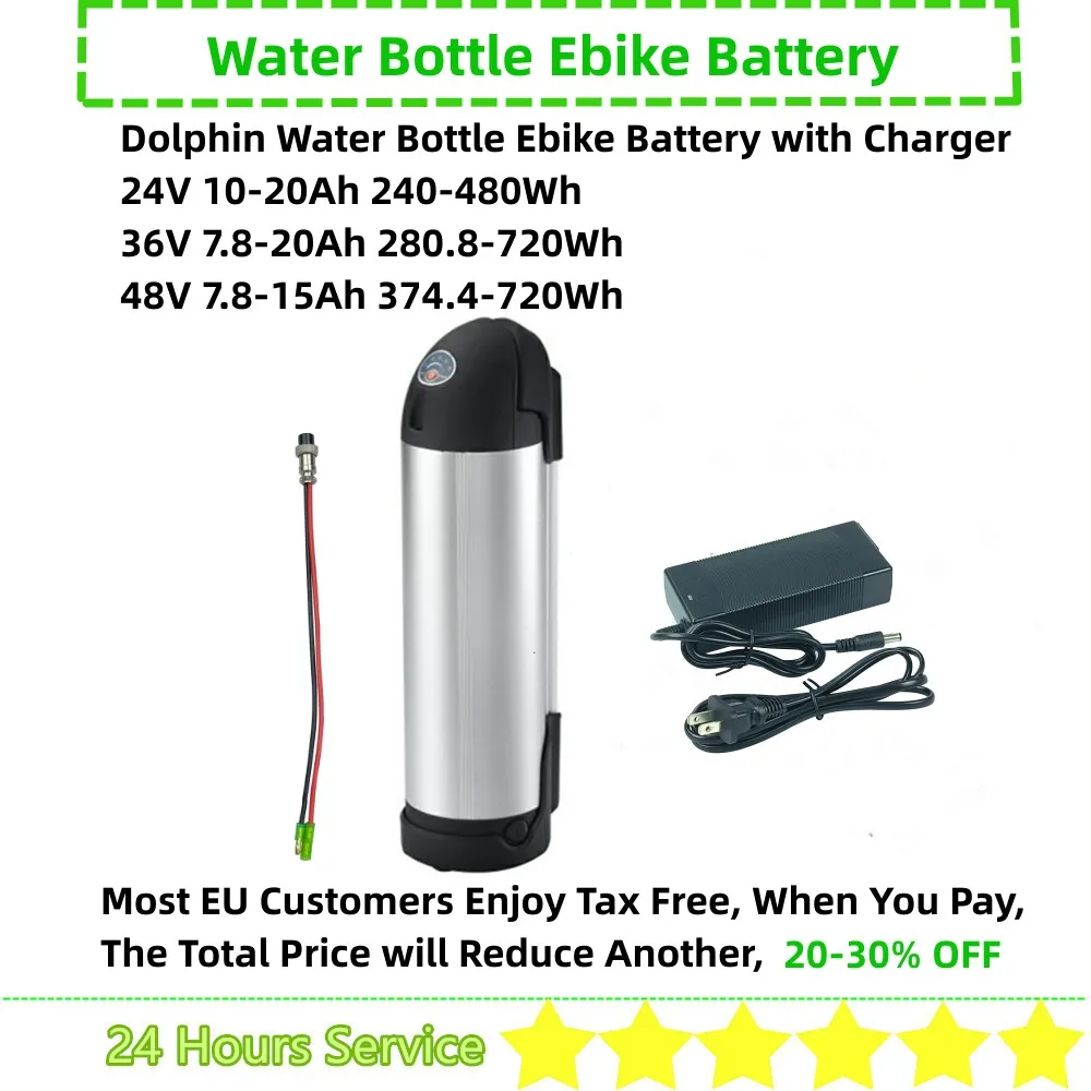 Electric City Bike Ebike Battery Water Bottle 24V 10Ah 36V 10Ah 10.4Ah 12Ah 14Ah 20Ah 48V 10Ah 14Ah 15Ah Dolphin Bottle Battery