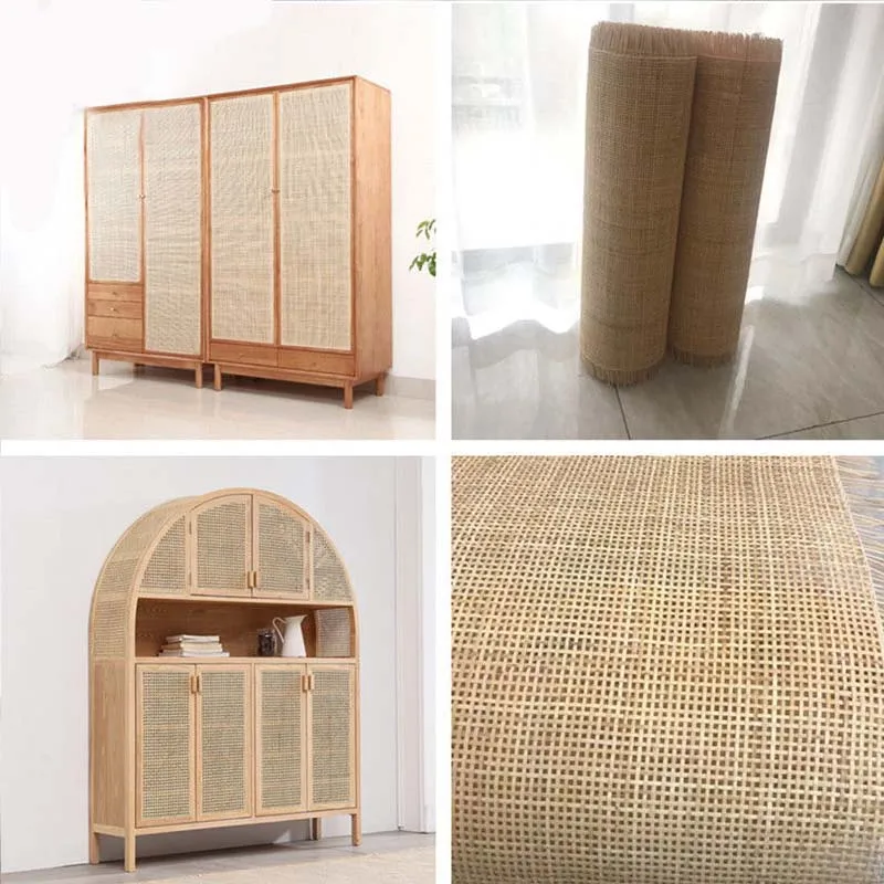 Natural Hand-woven Square Rattan Rolls Real Rattan Mesh Furniture Repair Material Chair Back Table Cabinet Door DIY Making Tools