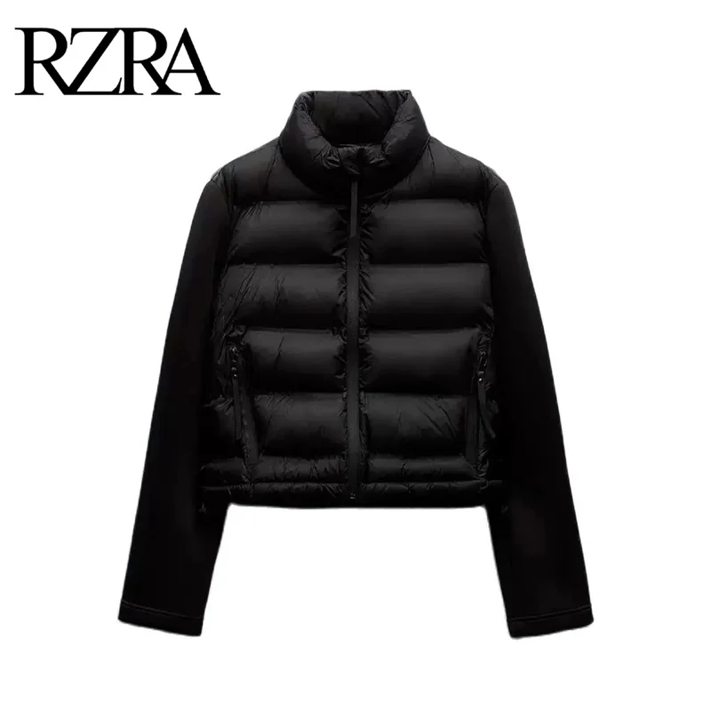 RZRA autumn new women's clothing 2024 commuter versatile stand-up collar slim stitching short cotton jacket for women