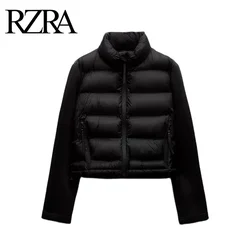 RZRA autumn new women's clothing 2024 commuter versatile stand-up collar slim stitching short cotton jacket for women