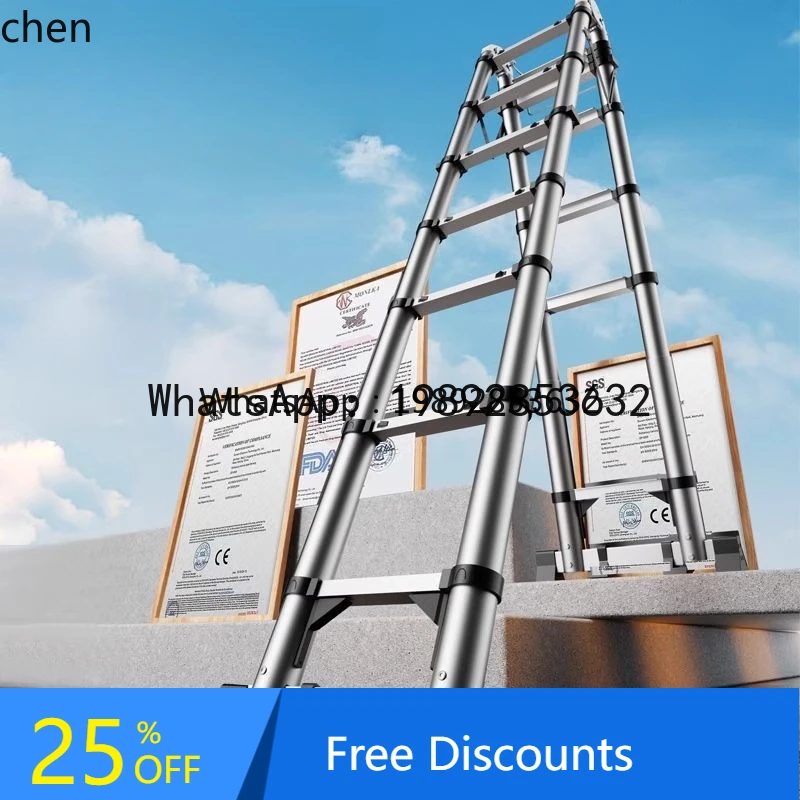 LYY telescopic ladder lifting project stainless steel portable herringbone ladder multi-functional folding ladder