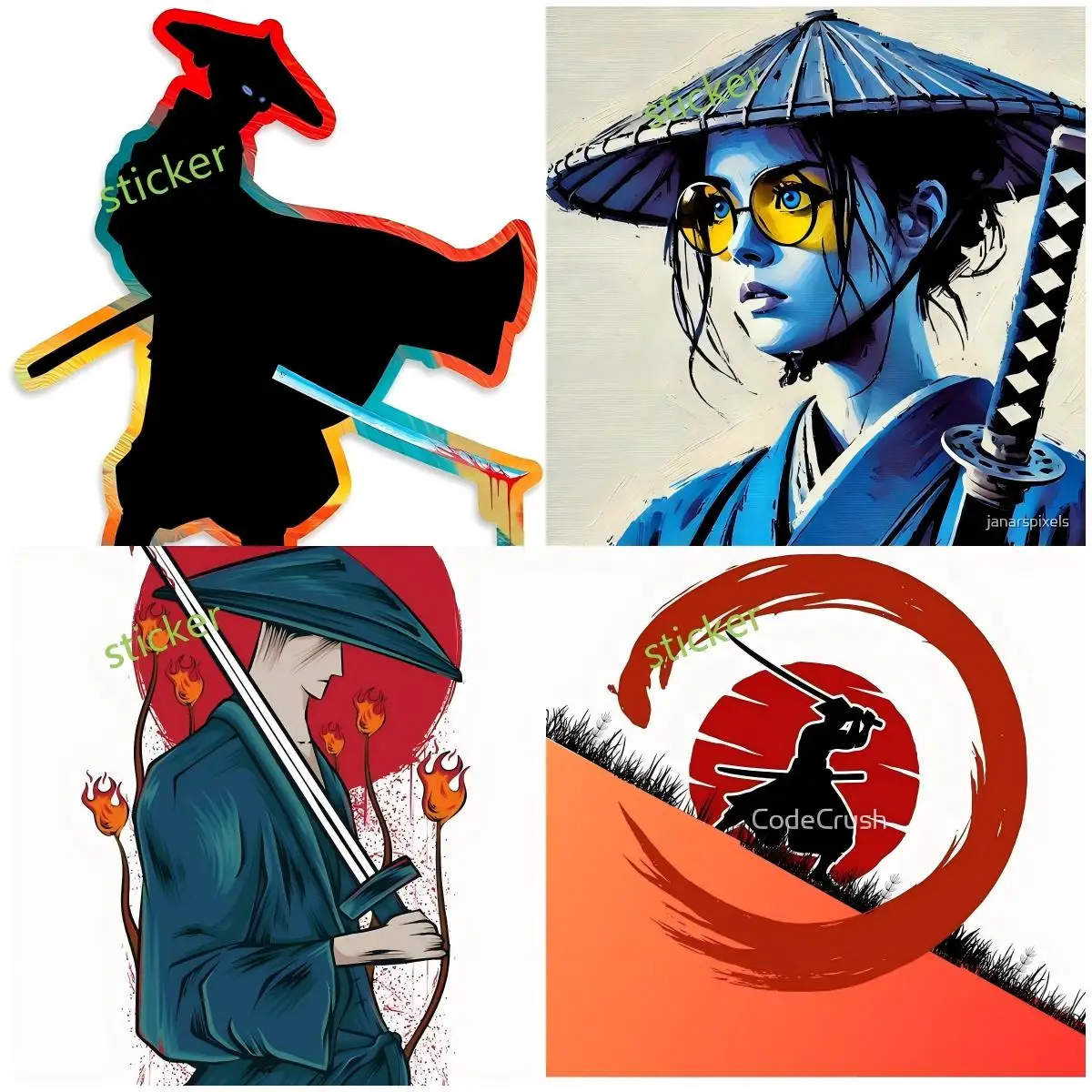 

Blue Eye Samurai Retro sticker Camper Accessories Suv Fine Decor Decal Graphic Styling Decorative
