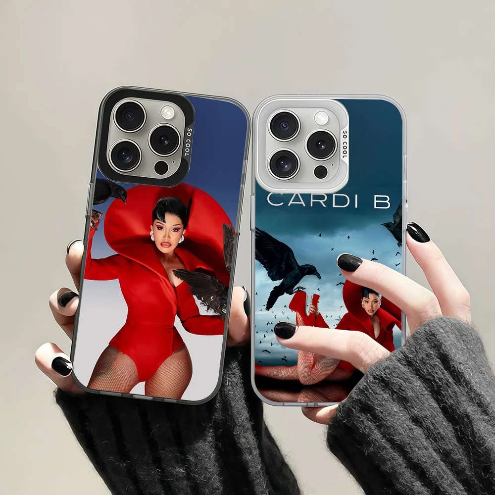 المطربين C-cardi B جراب هاتف آيفون 12 11 13 14 15 16 17 ماكس برو بلس غطاء حماية صغير IMD اللون