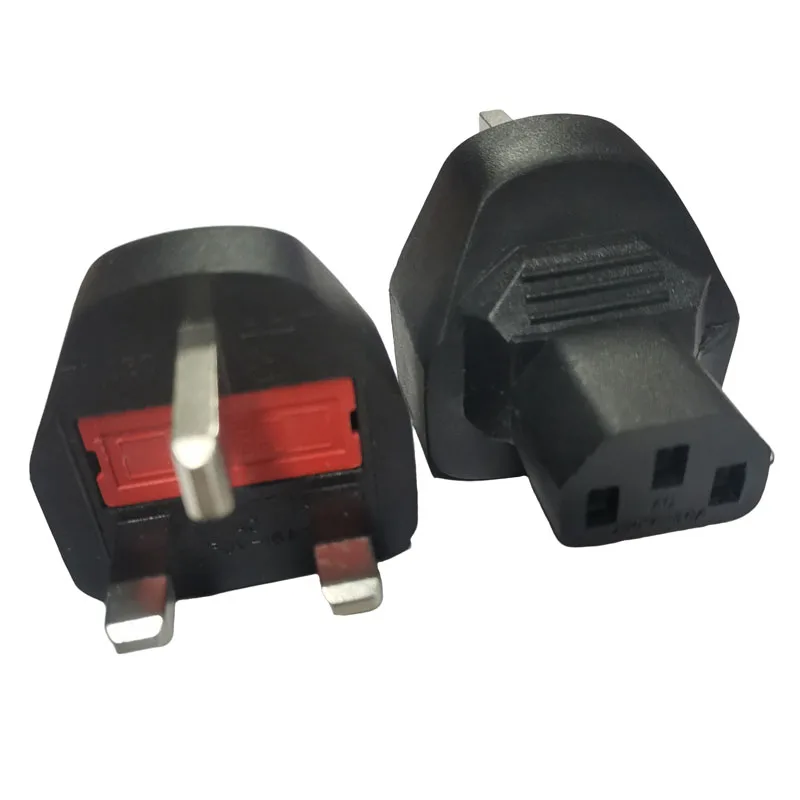 Black Fused UK 3 Prong male to IEC320 C13 female Power Adapter Plug British Standard AC Power Connector for HK Singapore Ireland