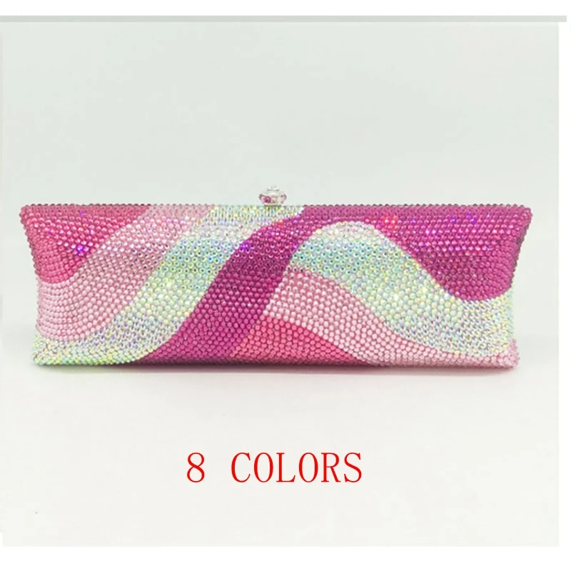 

XIYUAN Woman Pink Rhinestones Evening Bag Women Diamond Clutch Bags Crystal Day Clutches Wedding Gift Stones Purse Party Bag
