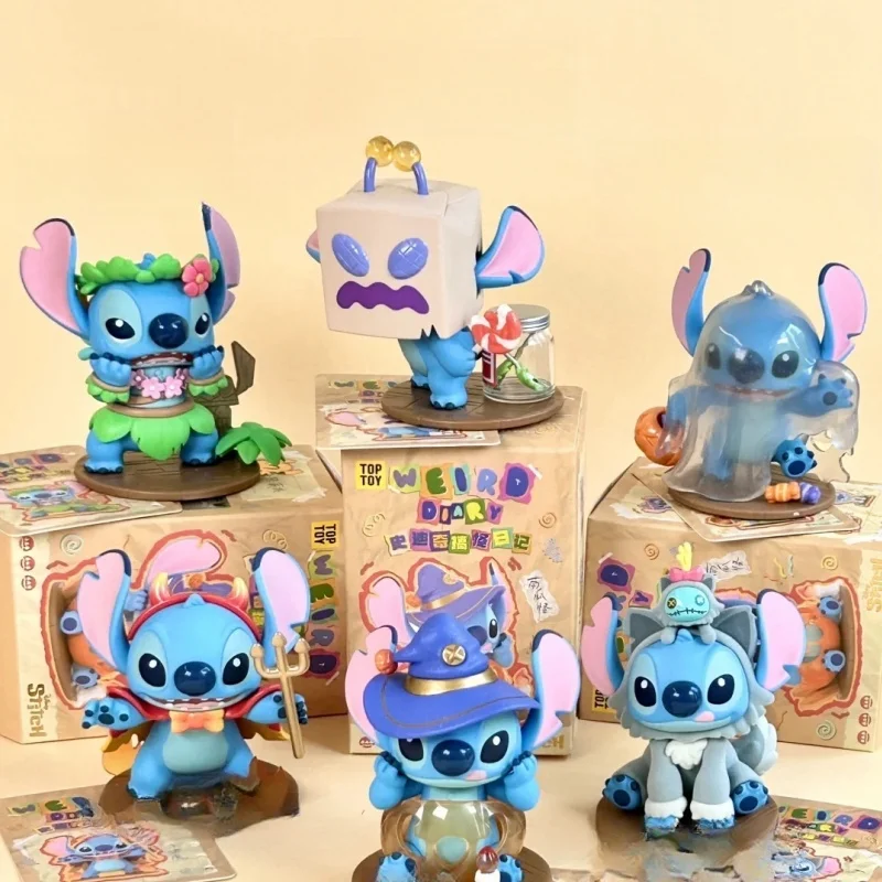 New Original Disney Weird Diary Series Stitch Cartoon Action Figures Kawaii Anime Model Doll Toy Desktop Collection Gift