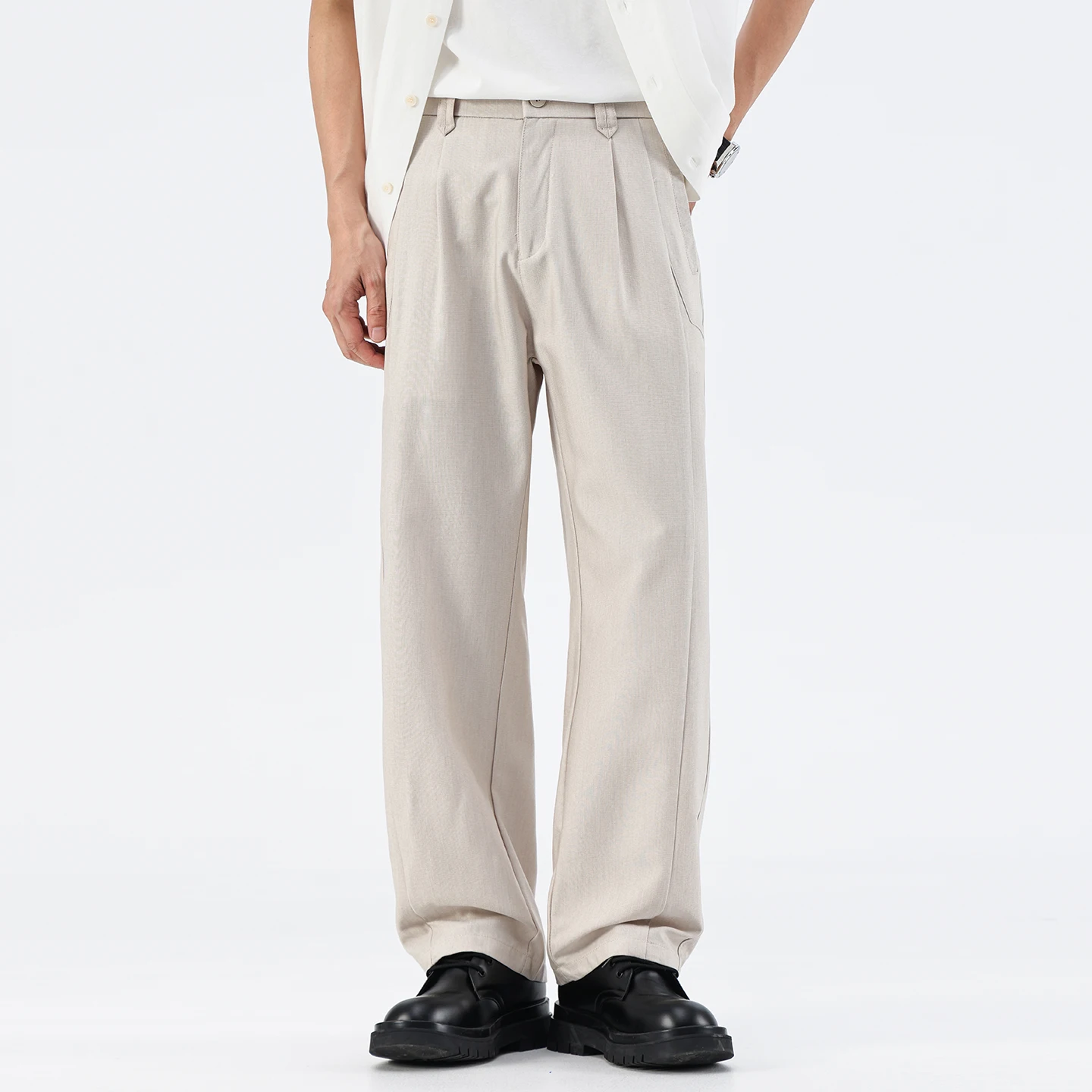 

Wool Blend Breathable Casual Suit Pant Men Business Fashion Vintage Commute Trousers Male Pants