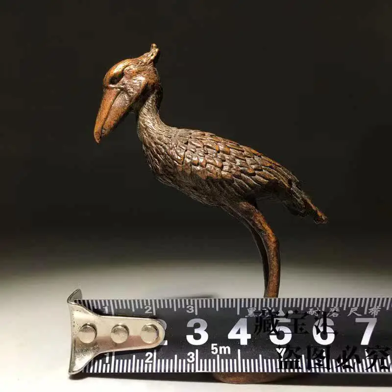 Retro Song Dynasty Flower Bird Copper Sculpture Antique Collection Solid Bronze Heron Desktop Decoration Old Collection