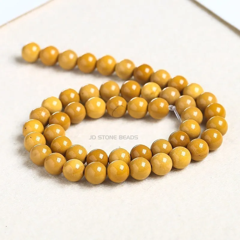 Natural Yellow Mookiate Stone Beads For Jewelry Making 6 8 10mm Smooth Round Loose Spacer Beads DIY Bracelet Charms Accessories