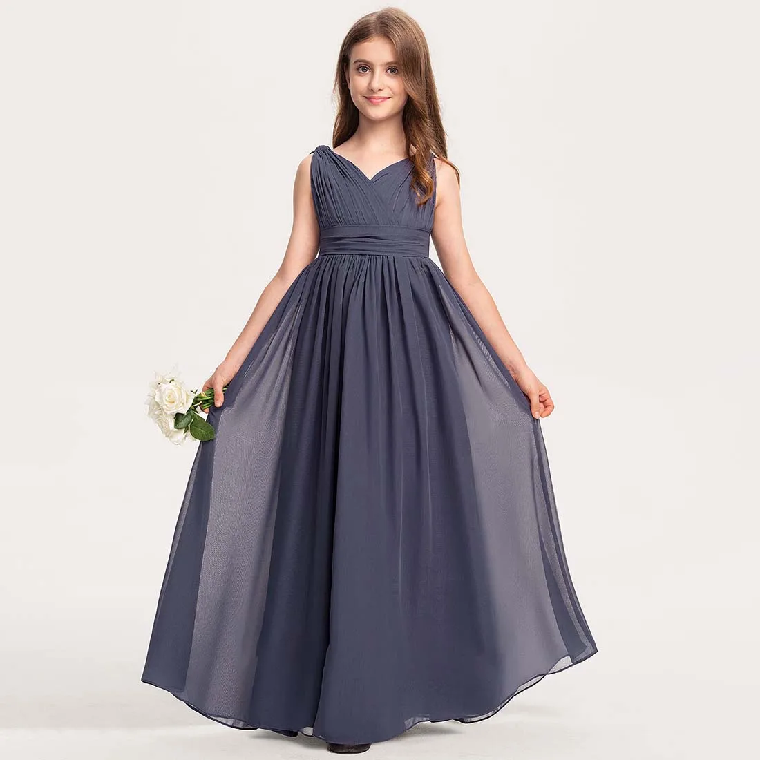 Junior Bridesmaid Dress Wedding Flower Girl Dresses for Teen Girls Dresses Chiffon