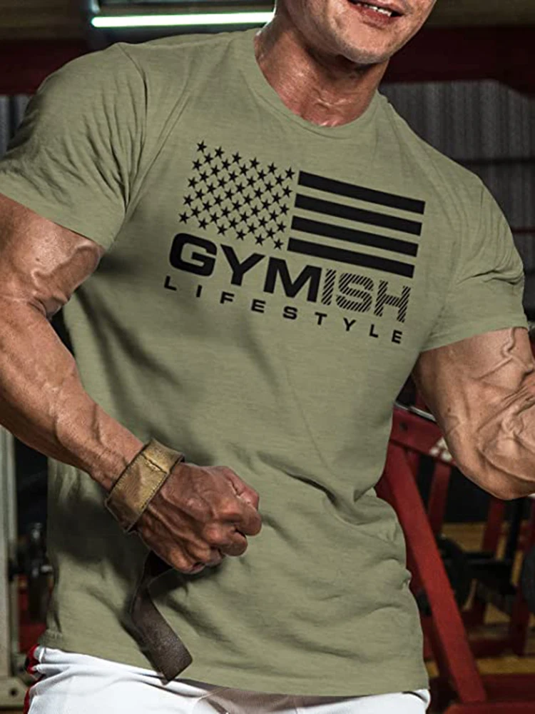 3D Printed Gymish Lifestyle Workout T-Shirt Funny Gym Shirts High Quality Cotton Men Short Sleeves Muscle Man Tough Guy T-Shirt