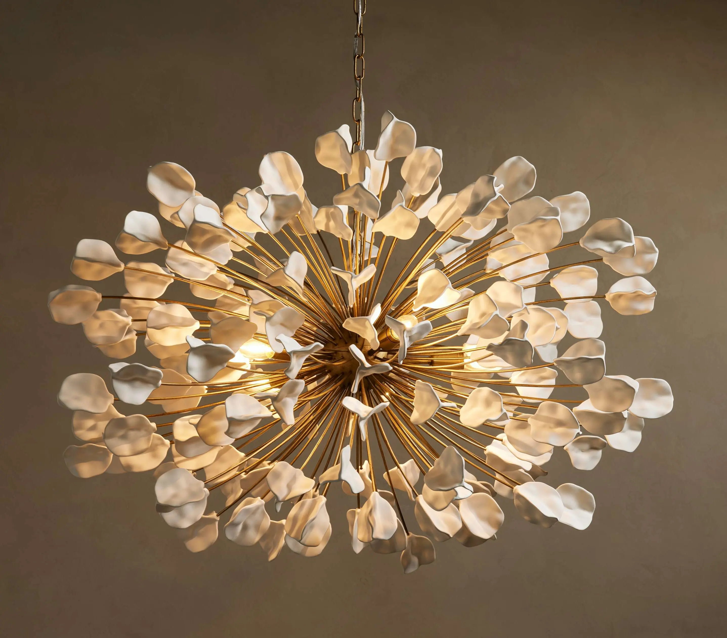 brass and ceramic leaf-shaped chandelier a pendant light fixture suitable for modern home decor