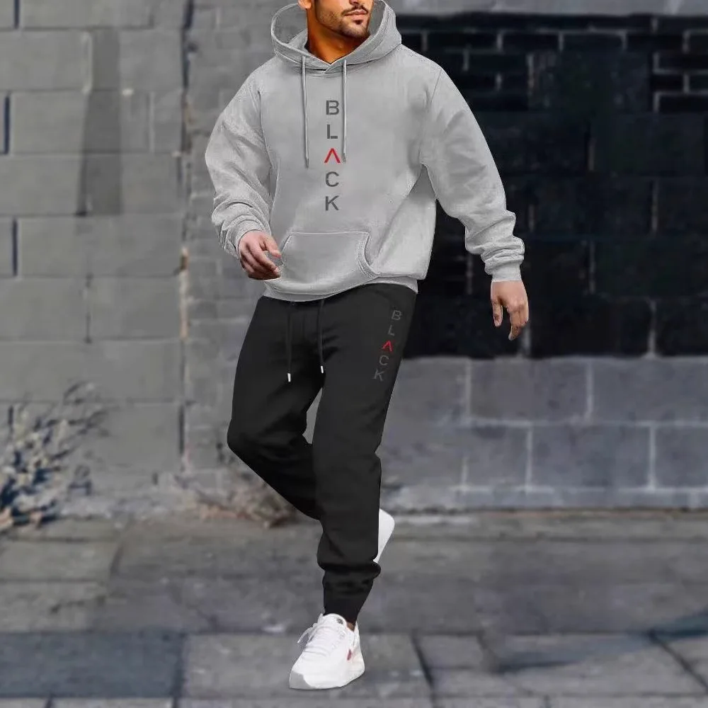 

Cross-border New 2025 Autumn and Winter Trendy Brand Black Fashion Printing Suit Men's Casual Fleece Sweater