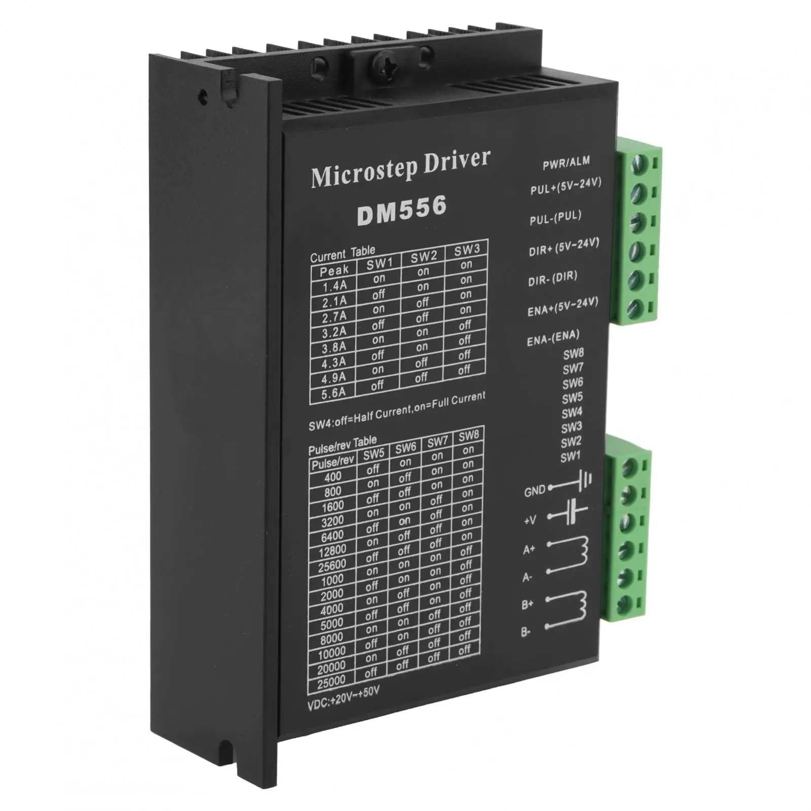 DM556 Stepper Motor Driver 20-50V DC Max 5.6A 128 Subdivision CNC Digital Controller for Nema 17 /23 /34 Stepper Motors
