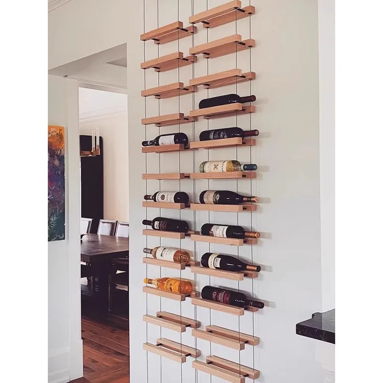 

Custom Floating Wine Rack Supplier Black Walnut Iron Modern Wall Mounted Display