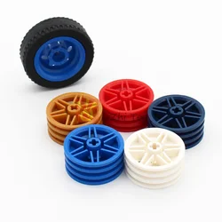 MOC Bricks Technology Wheel 30mm D. x 14mm with Tire 43.2 x 14 Offset Tread Compatible 56904 56898 15413 Building Brick Car Toys