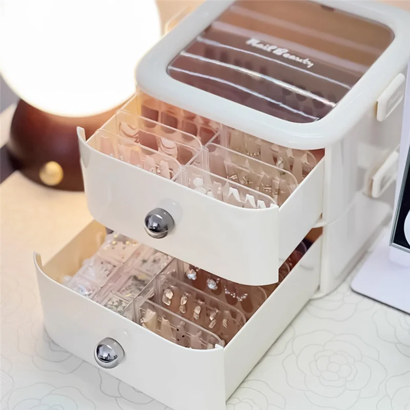 

ABZC-Nail Art And Eyelashes Storage Box Organize And Display Hand-Made Nail Tips Eyelash Jewelry Multi-Layer Drawer