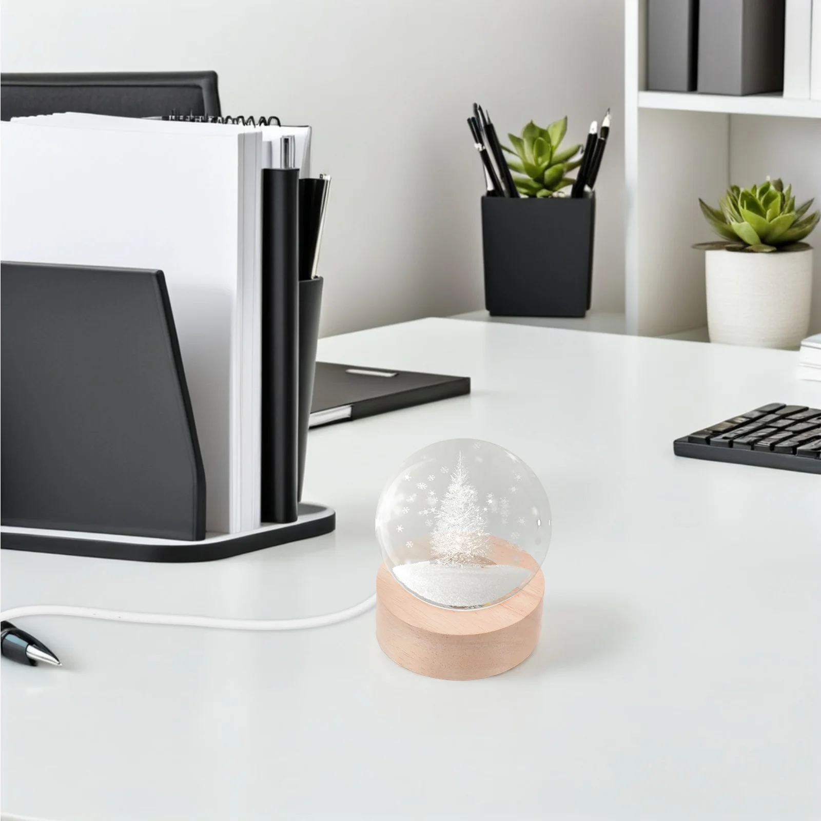 

Wooden Crystal Ball Holder Compact Light Base Decorative Round Glowing Sphere Stand Room Decor LED Display Pedestal