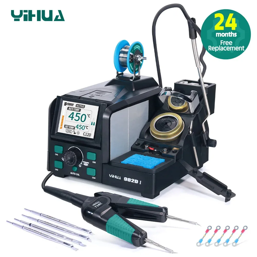 YIHUA 982D-I Precision Tweezers Soldering Iron Station for Microscope Soldering Electronics Rework Station with Auto Calibration