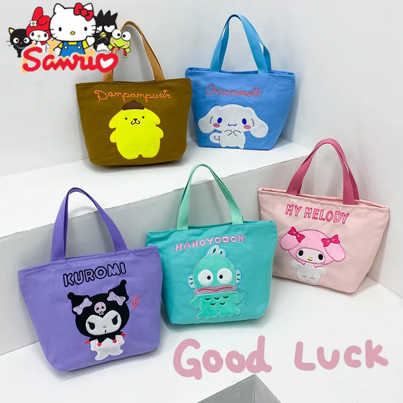 

Sanrio Kuromi Hello Kitty Melody Cinnamoroll Pochacco Spring/summer Versatile Contrast Canvas Tote Bag Fun Square Bag with Bag