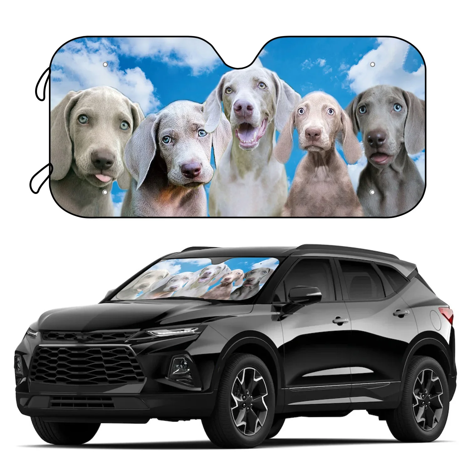 1pc Funny Animal Selfie Photos Dogs Car UV Sunshade  Front Window Windshield Car Parasol With 4 Free Suction Cups Car Interio