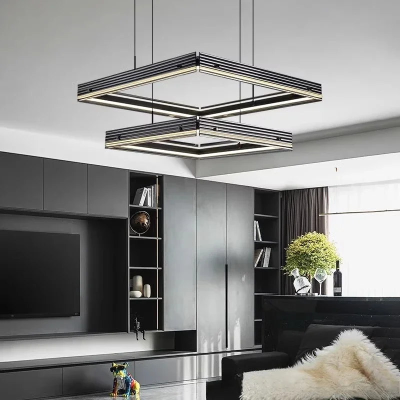 Light luxury living room chandelier Modern simple atmosphere Aluminum glass chandelier Personality