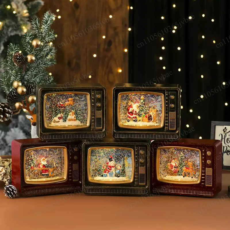 Music Box, Christmas Decoration & Gift Ornament-New Arrival Christmas Musical Snowing Water-Filled TV Night Light