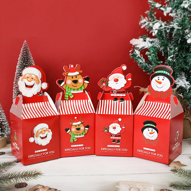 4pcs Christmas Candy Gift Box Santa Claus Snowman Reindeer Candy Package Merry Xmas Festival Decoration Noel Natal New Year 2025