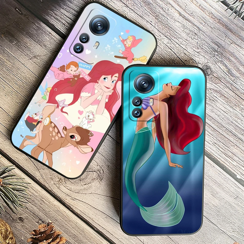 Syrenka Księżniczka Kreskówka Disney Dla Xiaomi Mi 13T 13 12T 12 11T 11i 11 A3 10T 10 9 Pro Lite Ultra 5G Czarne etui na telefon TPU