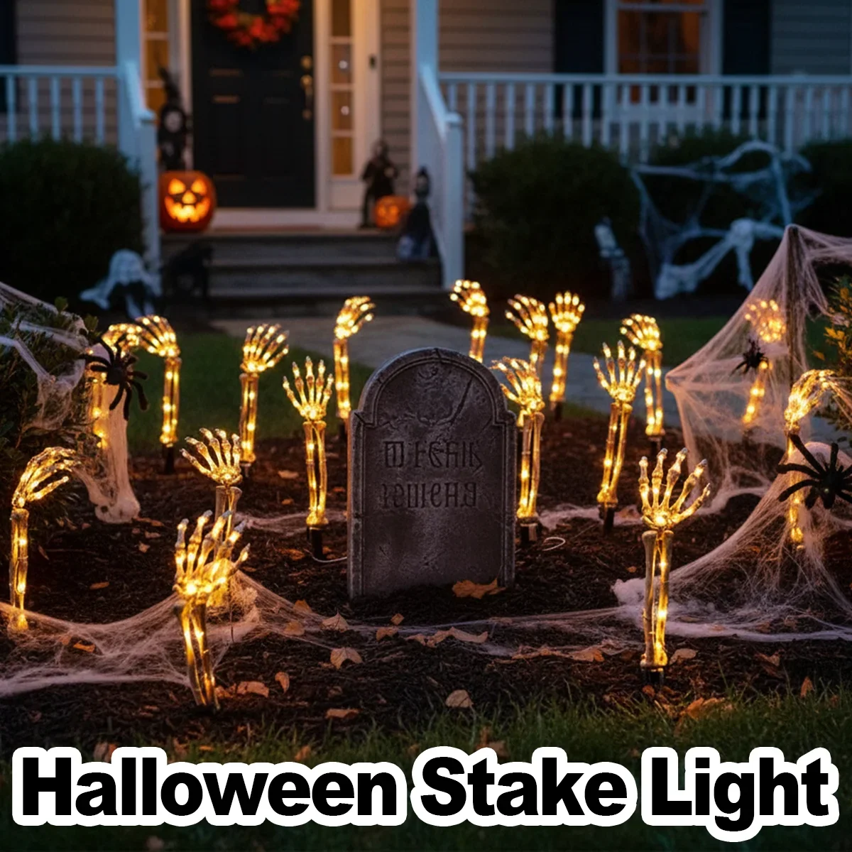 Pop Solar Ghost Hand Garden Decor Lights Stake Outdoor Decorative Walkway Powered Halloween Lamp Pathway For Yard Atmosphere Out