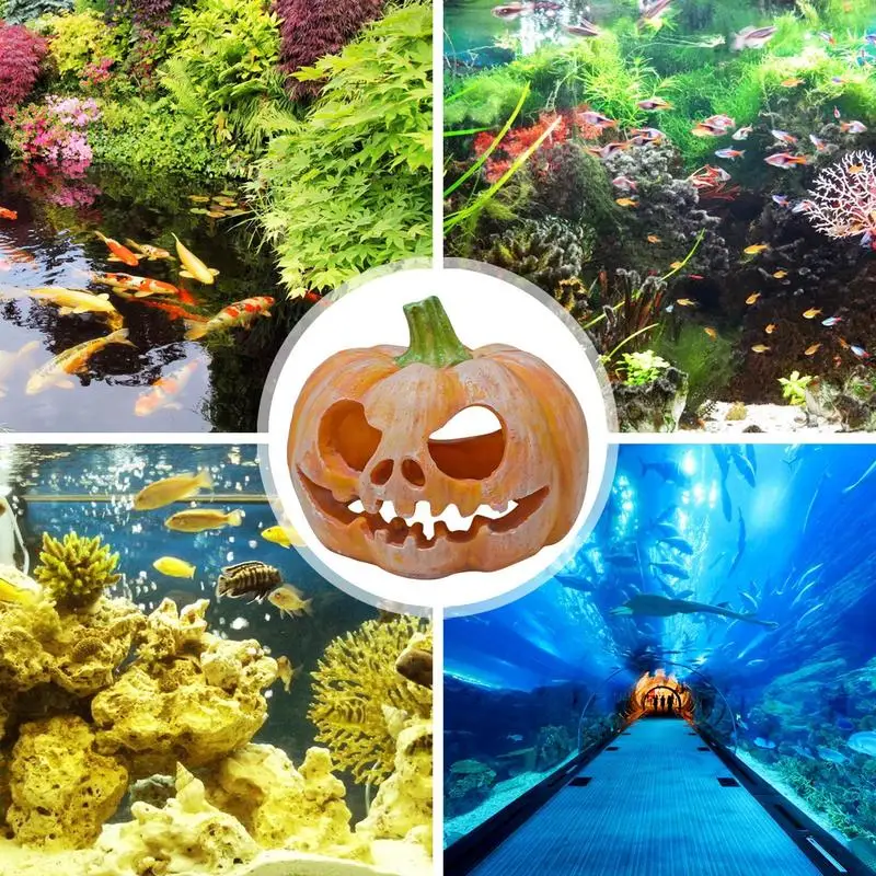 Pumpkin Aquarium Decorations Fish Cave Pumpkin Figurine Resin Fish Shelter Pumpkin Shaped For Fish Tank Aquarium Decoration