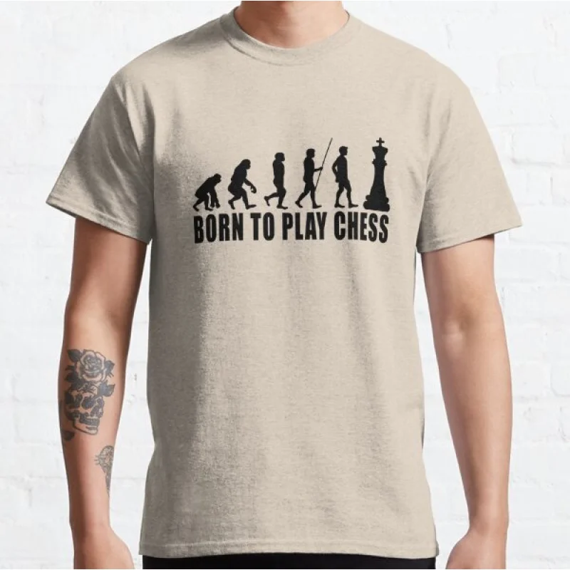 

Born To Play Chess - Evolution Funny Chess Player Gift T shirt for man 100% cotton Large size Tops Game Graphic Print Clothes