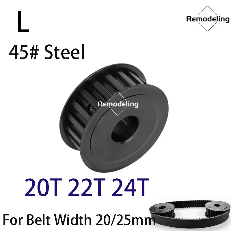 

1pcs L Timing Pulley 45# Steel 20T 22T 24T Teeth Groove Width 21/27mm Synchronous Wheel For Belt Width 20mm 25mm Bore 8mm - 28mm