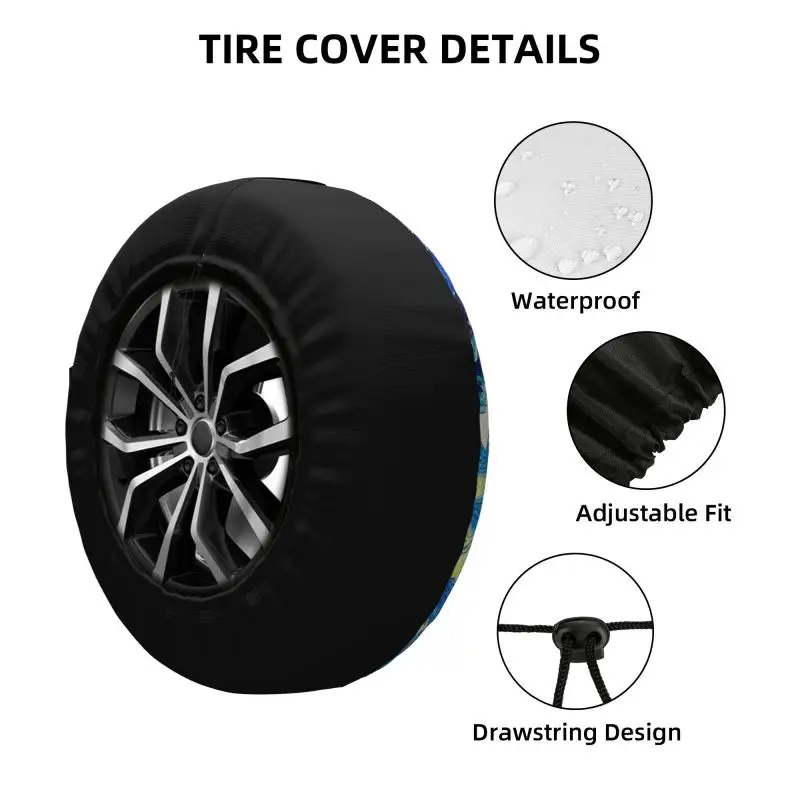 Custom The Great Wave Kanagawa Starry Night Spare Tire Cover for Mitsubishi Pajero 4WD 4x4 Trailer Car Wheel Protector