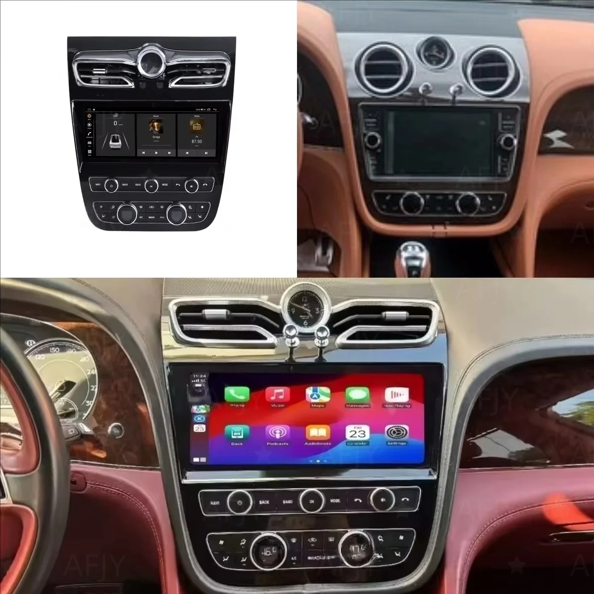Car Android 14 For Bentley Bentayga 2016 2017 2018 2019 Wireless CarPlay GPS Radio Cluster Dashboard Speedometer Head unit