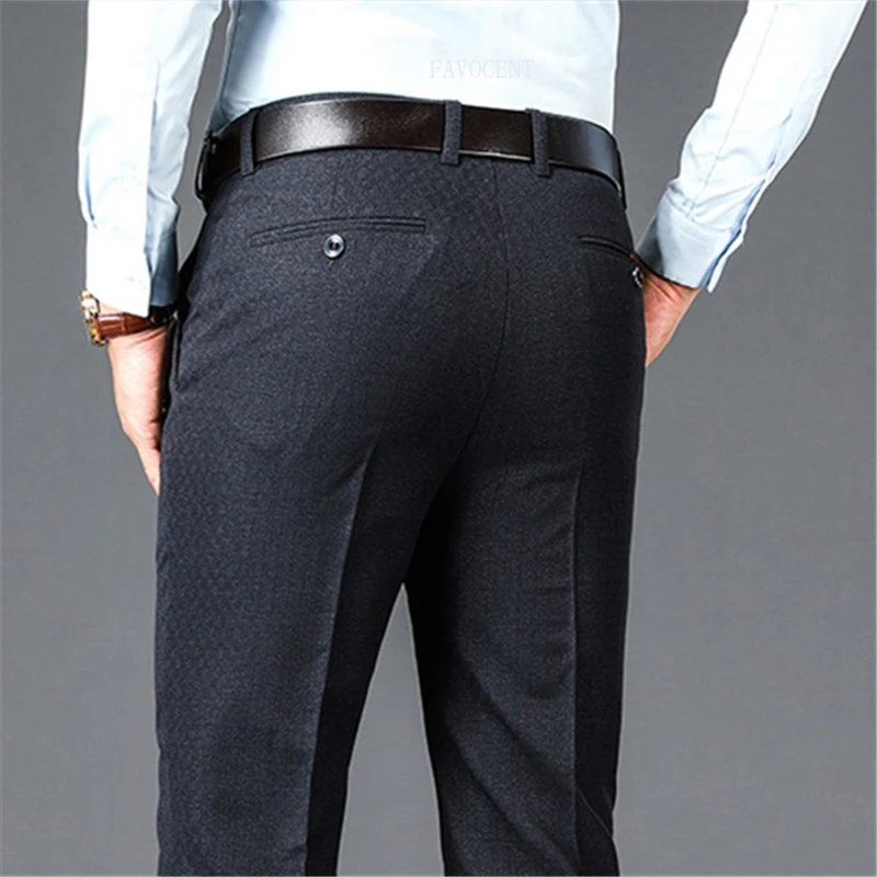 Neue Business Casual Anzug Hosen Männer Feste Hohe Taille Gerade Büro Formale Hosen Mens Klassische Stil Anzug Lange Hosen Plus größe