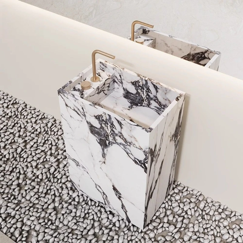 ZMLFloor-standing column basin b&b style rock slab integrated hidden drain simple bathroom bathroom cabinet can be customized
