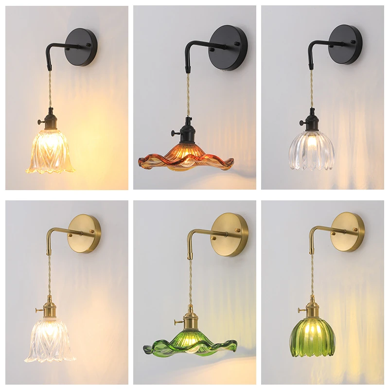 

Home Simple LED Wall Light Fixture Bedroom Bedhead Lamp Living Room Bar Colorful Glass Hanging Lamp