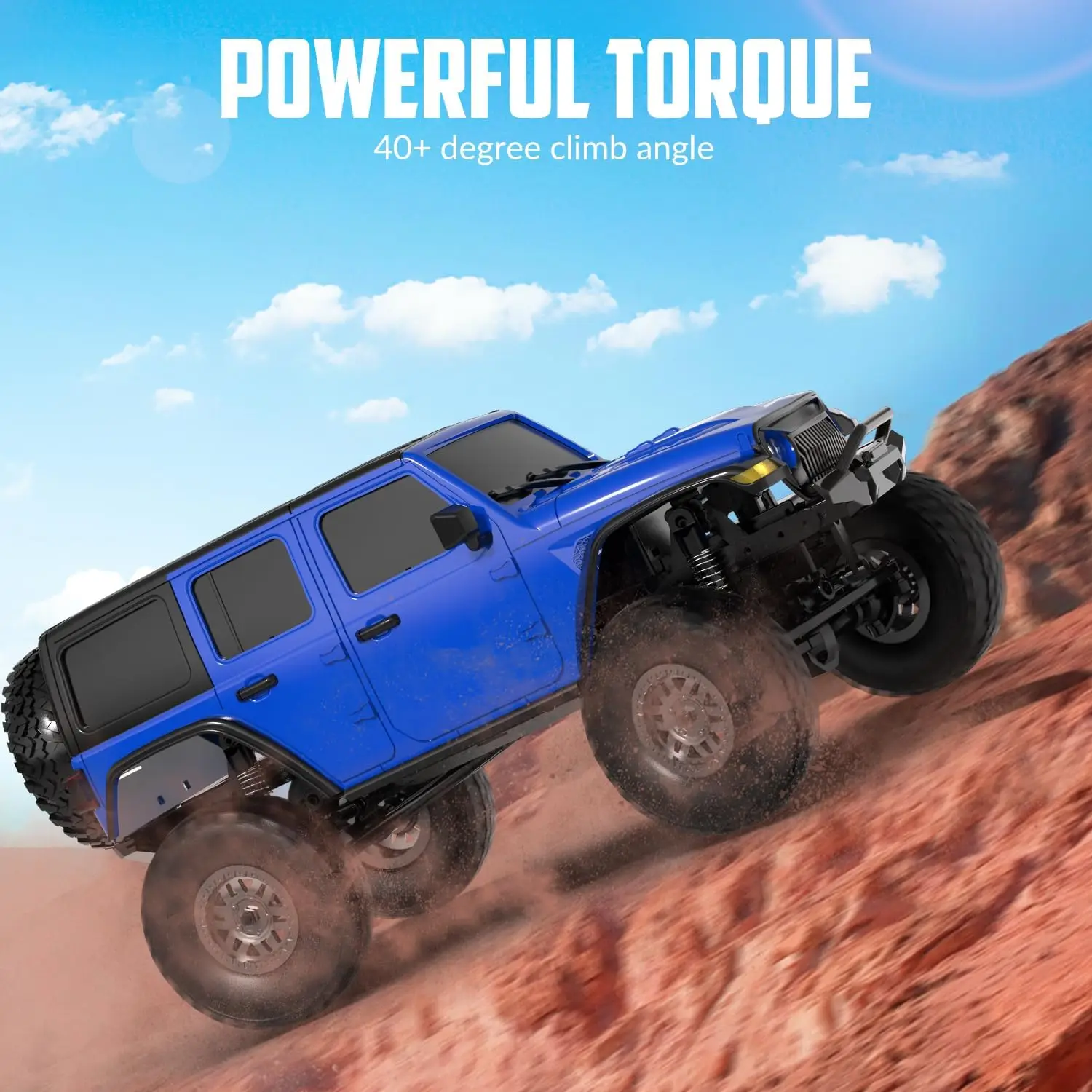 RCS24 1/24 RC Truck 4x4 Crawler, All Terrain RC Monster Truck Remote Control Car with Bright Headlight 2 Batteries