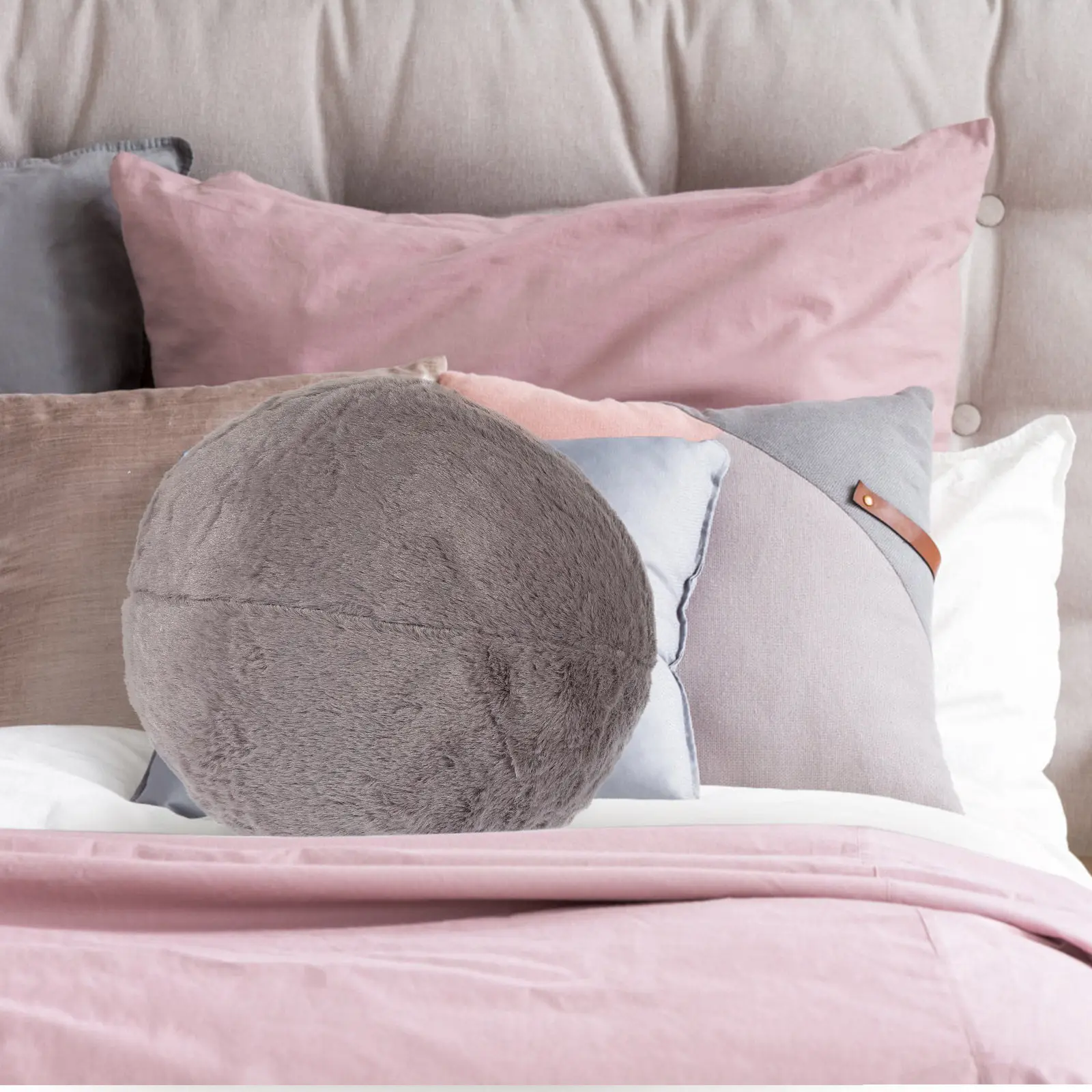 

Solid Color Round Ball Pillow for Sofa Bed Chair Decor Stylish Home Decorative Throw Cushion Cozy Spherical Pillow Comfortable