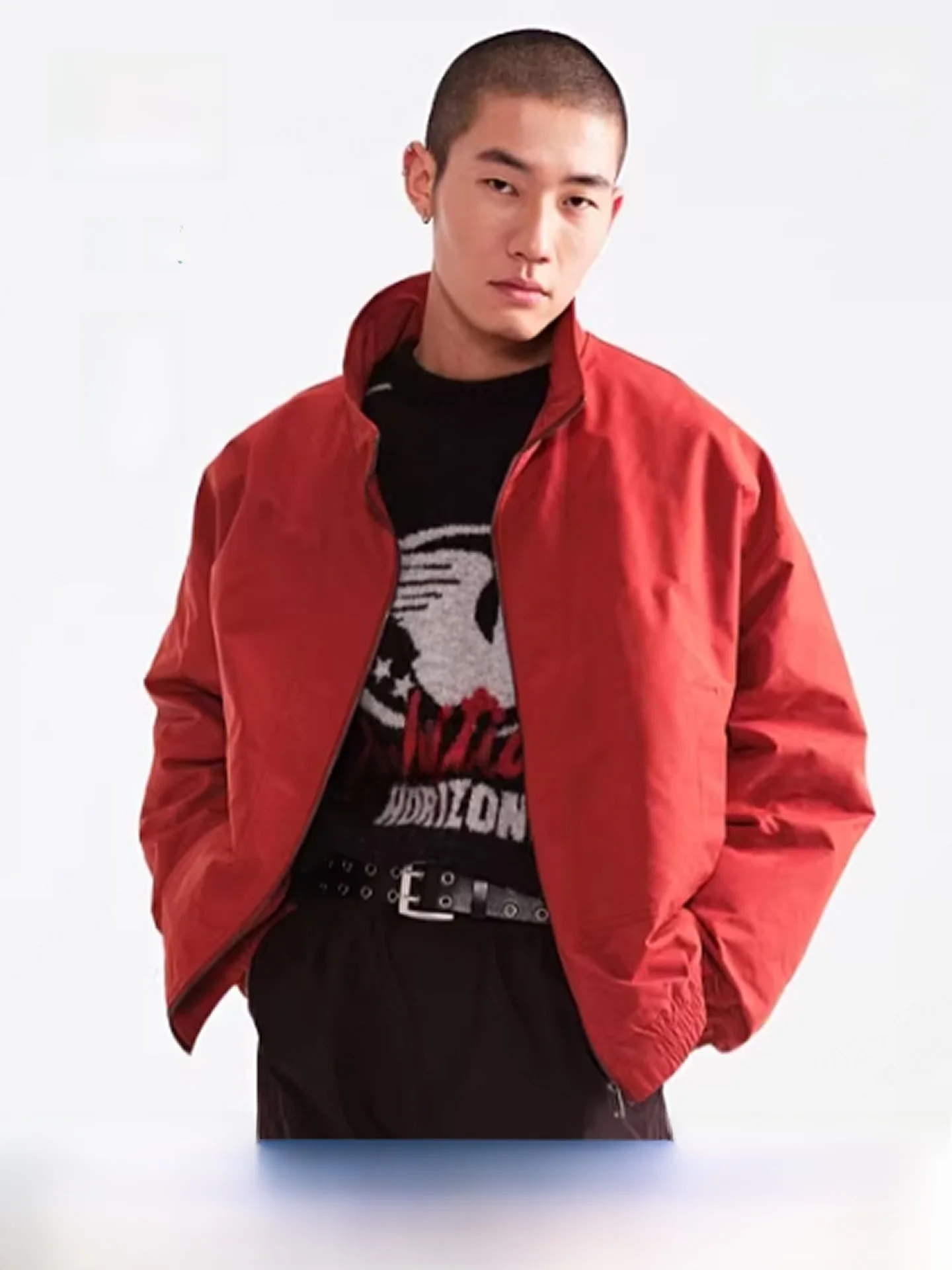 

H&M Men's Cotton Jaet Spring New Outdoor Travel Loose Warm Zipper Open Cardigan Outerwear Casual Loose Fit Polyester Fiber