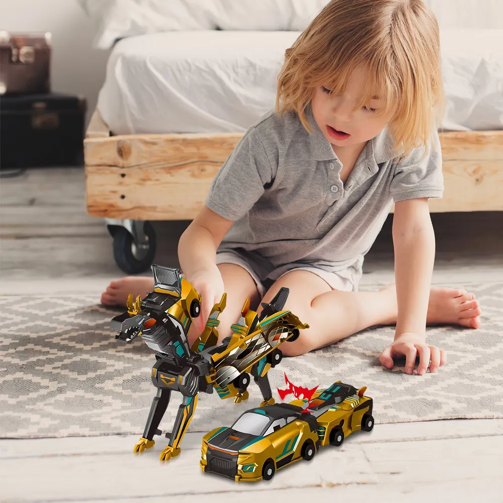 Voiture magnétique transformable Dragon Unicorn Golden Wing, ensemble de jeu de véhicules magnétiques déformables, voiture de course transformable à assembler soi-même, jouet éducatif, cadeau pour enfants garçons et filles