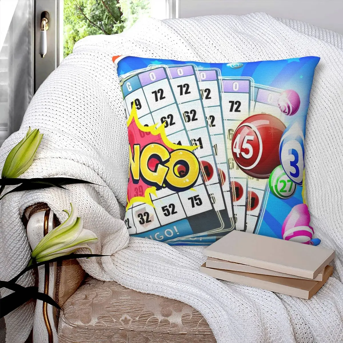 

Game Bingo Queen Player Square Pillowcase Pillow Cover Polyester Cushion Decor Comfort Throw Pillow for Home Bedroom