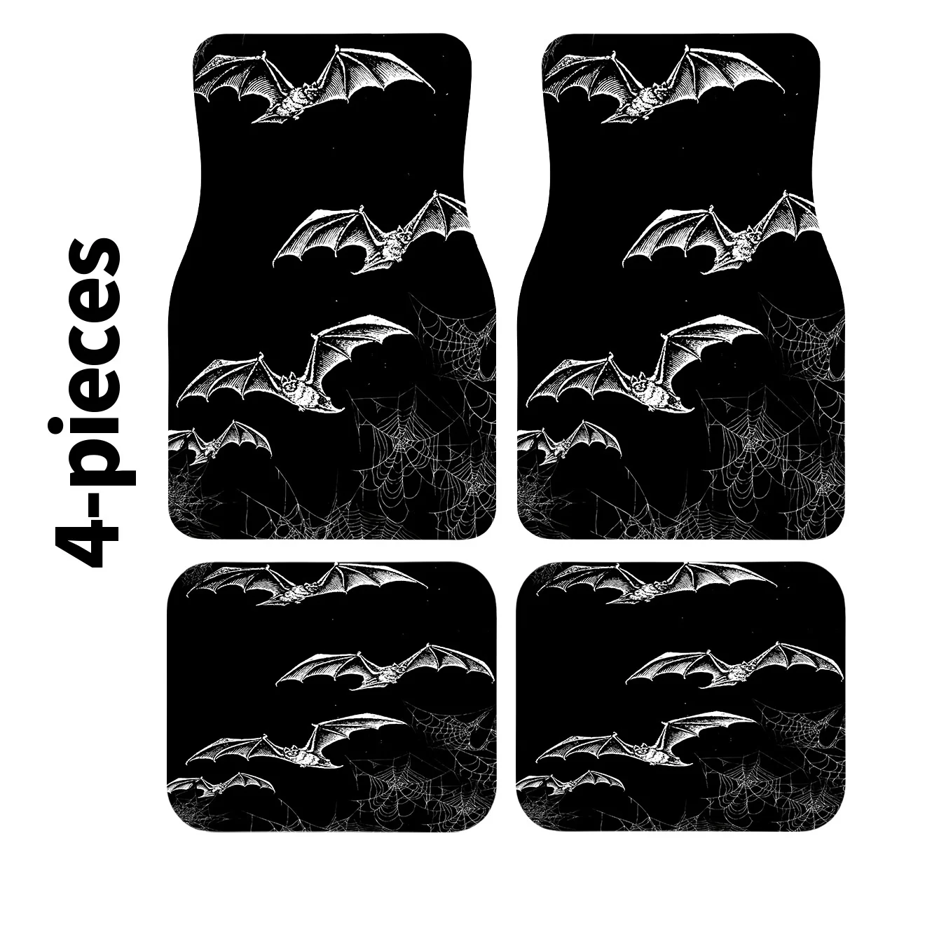 Car floor mats with bat wings flying in the sky print, 4pcs, suitable for various car models, suitable for all seasons, stylish, simple, easy to install and clean, a perfect gift